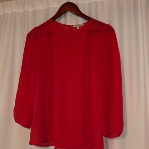 Red J crew 3/4 sleeve polyester blouse